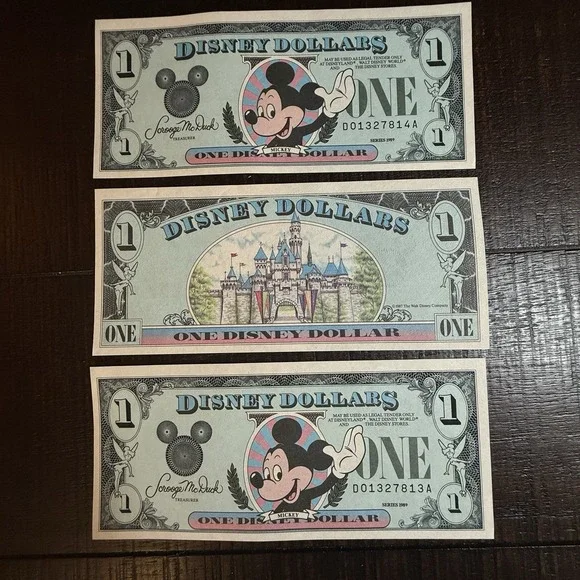 DISNEY $1 DOLLAR 1987 Lot 3 UNCIRCULATED 1ST YEAR1st Issue Mickey Mouse Castle